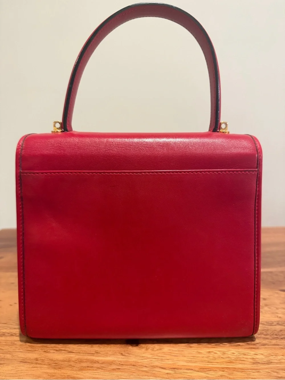 Authentic Céline Paris Red Leather Top Handle & Crossbody Bag